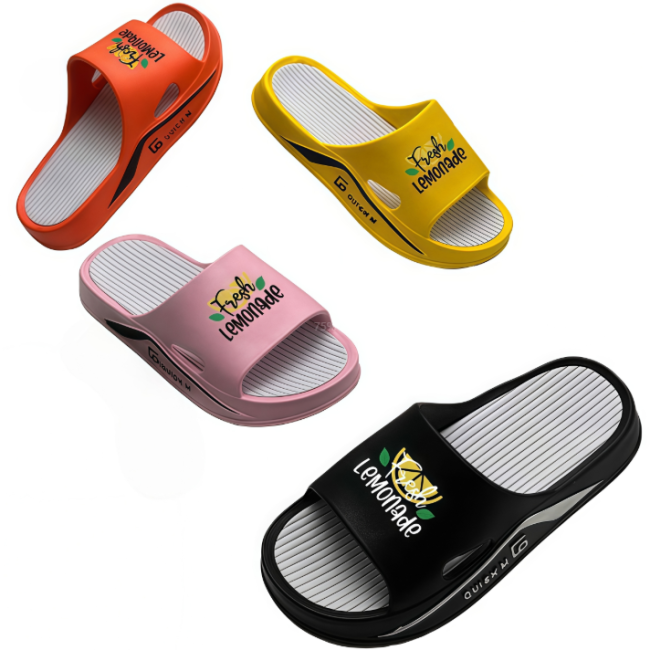 EVA Unisex Slides with Fresh Lemonade Print Thick Sole Non-slip Casual Slippers Wholesale Footwear