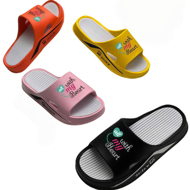 EVA Unisex Slides with All With My Heart Print Romantic Thick Sole Non-slip Slippers Wholesale Footwear