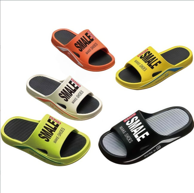 EVA Men Slides with SMALE Print Thick Sole Non-slip Casual Slippers Wholesale Footwear