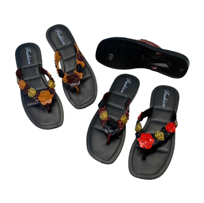 women's eva rose flip flops, 3d flower thong sandals, factory direct wholesale footwear