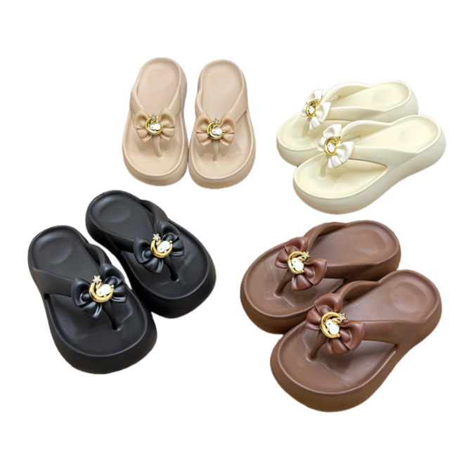 EVA Platform Flip Flops 3D Bow Moon Star 4 Colors