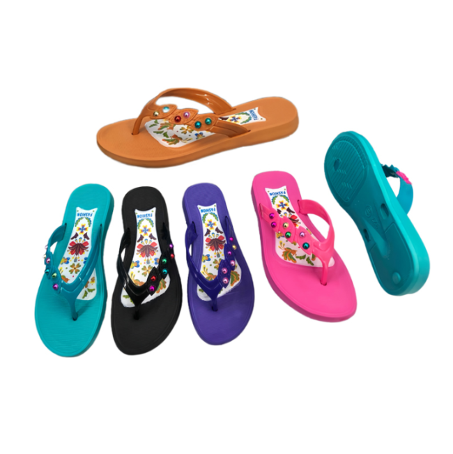EVA Women Colorful Rhinestone Ethnic Flip Flops 5 Colors