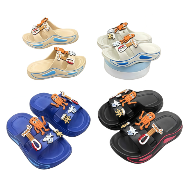 EVA Kids 3D Cartoon Tool Man Double Strap Slides 4 Colors