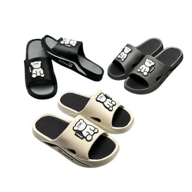 EVA Men 3D Bear Thick Sole Slides 3 Colors