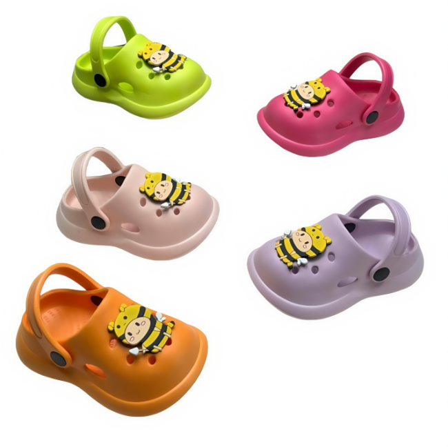 EVA kids clogs with cute bee charms multi color options