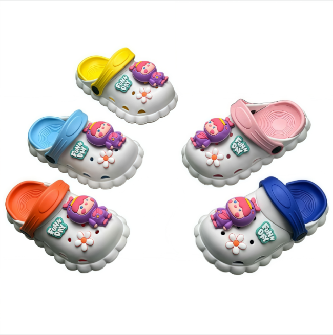 EVA Kids Cartoon Doll Flower Decorated Clogs Casual Slippers