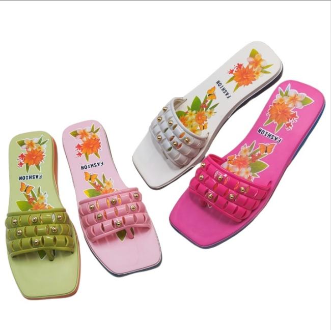 EVA Floral Print Studded Women Slides Wholesale