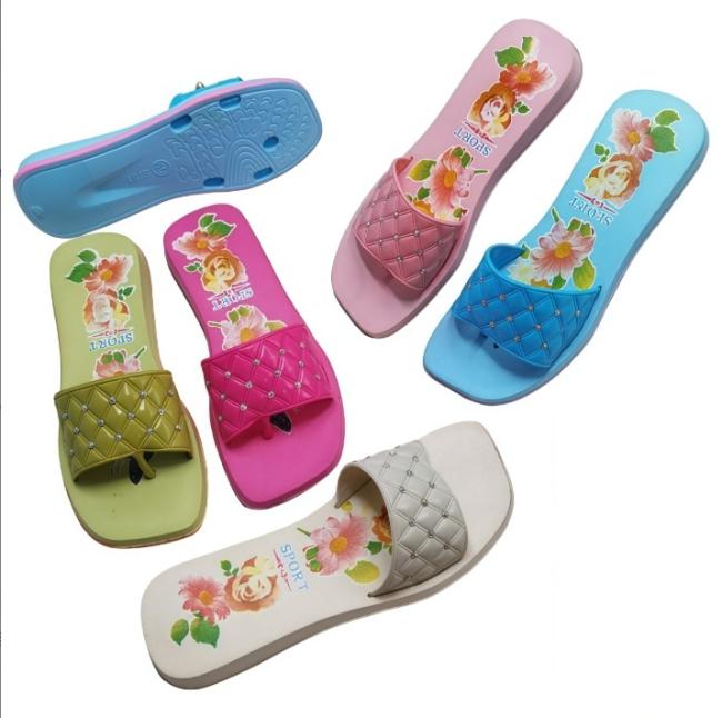 EVA Quilted Studded Floral Print Women Slides Wholesale