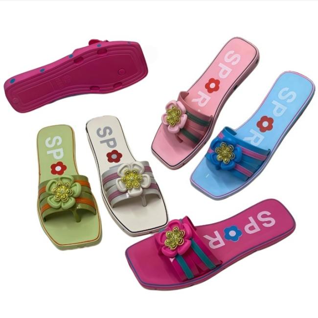 EVA Flower Decor Sport Print Women Slides Wholesal