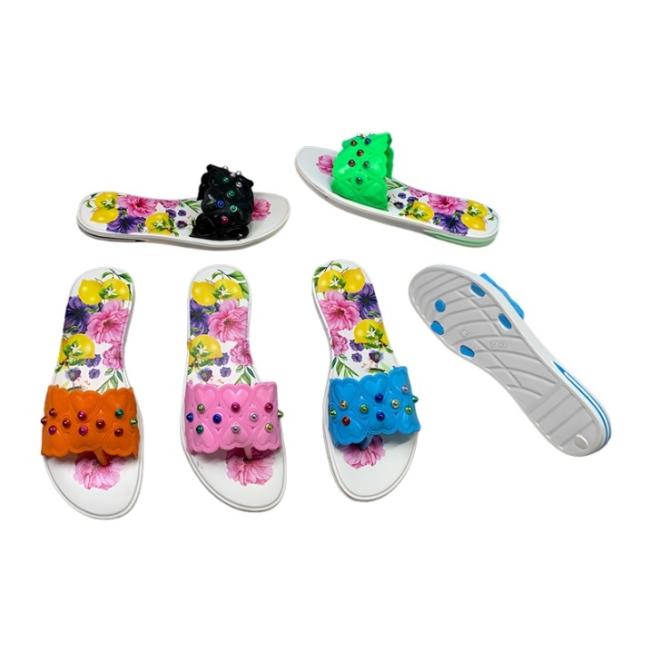 EVA Women Flip Flops Heart Rivet Floral Lemon Print Multiple Colors