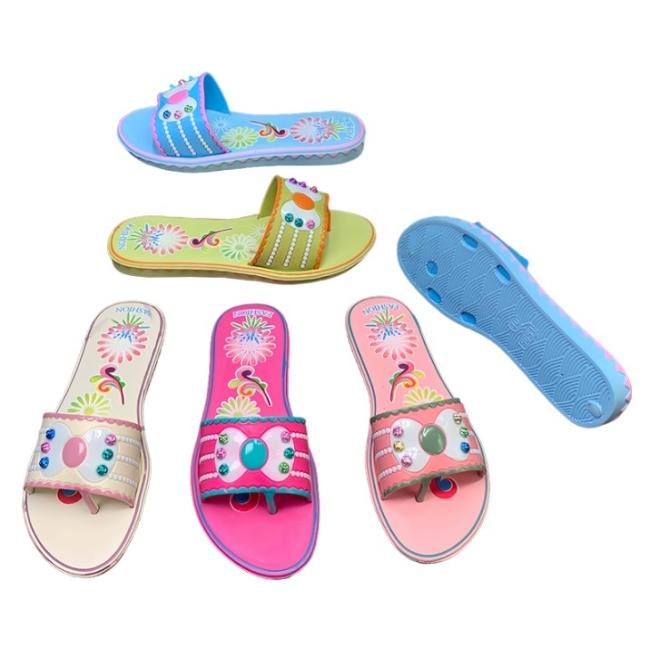 EVA Women Slides Bow Rhinestone Floral Print Multiple Colors