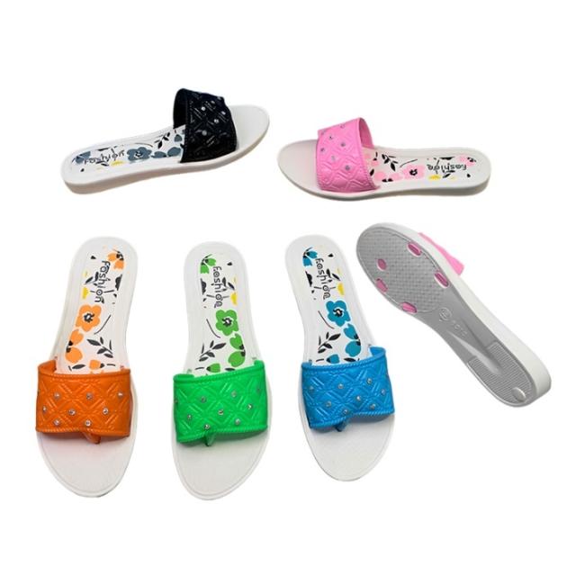 EVA Women Slides Quilted Rhinestone Floral Print Multiple Colors