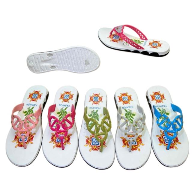 VA Women Flip Flops Hollow Double Ring Rivet Ethnic Print Multiple Colors