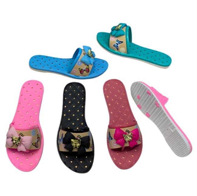 PVC Women Slides Bow Bee Decoration Butterfly Print Multiple Colors