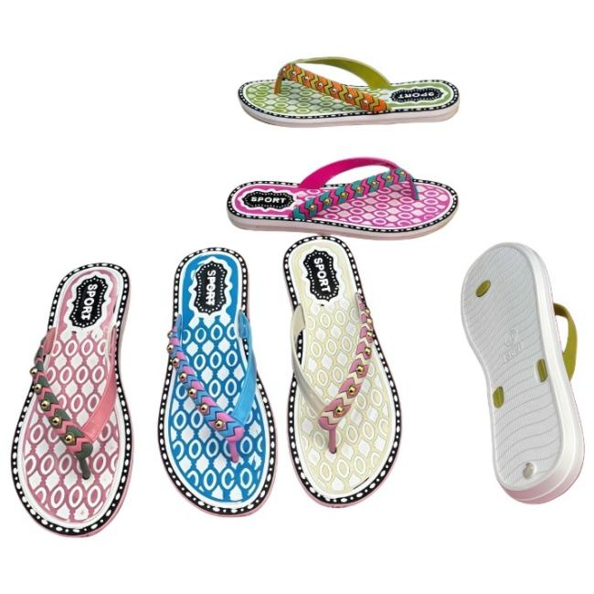 EVA Women Flip Flops Colorful Rivet Geometric Print Multiple Colors
