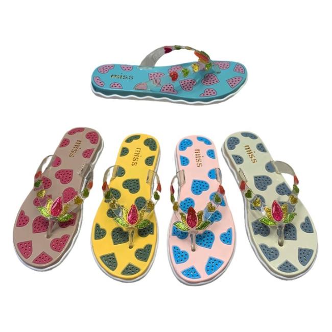 å¾çç±»å è±æ ALT æ ç¾ ä¸»å¾ PVC Women Flip Flops Heart Print Strawberry Decor Multiple Colors