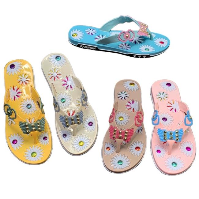 å¾çç±»å è±æ ALT æ ç¾ ä¸»å¾ PVC Women Flip Flops Daisy Print Wing Rhinestone Multiple Colors