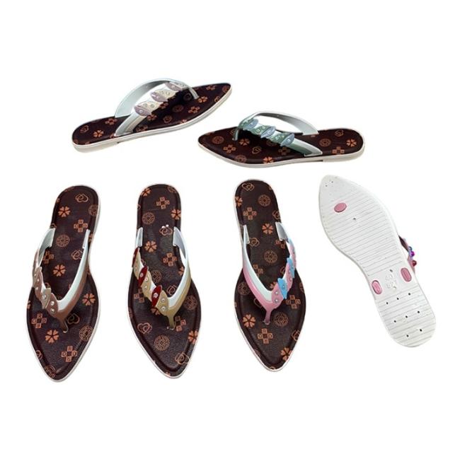 å¾çç±»å è±æ ALT æ ç¾ ä¸»å¾ PVC Women Flip Flops Monogram Print Colorful Strap Rhinestone Multiple Colors