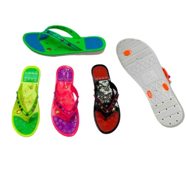 å¾çç±»å è±æ ALT æ ç¾ ä¸»å¾ PVC Women Flip Flops Butterfly Embossed Rhinestone Star Decor Multiple Colors