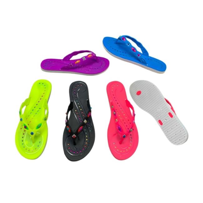 å¾çç±»å è±æ ALT æ ç¾ ä¸»å¾ PVC Women Jelly Thongs Teardrop Gemstone Dotted Pattern Multiple Colors