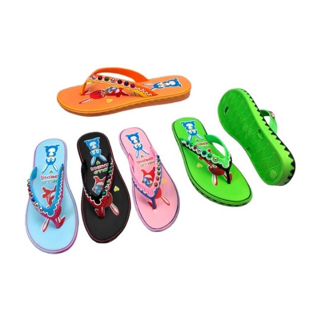 EVA Women Rabbit Print Flip Flops Colorful Rhinestone Strap Multiple Colors