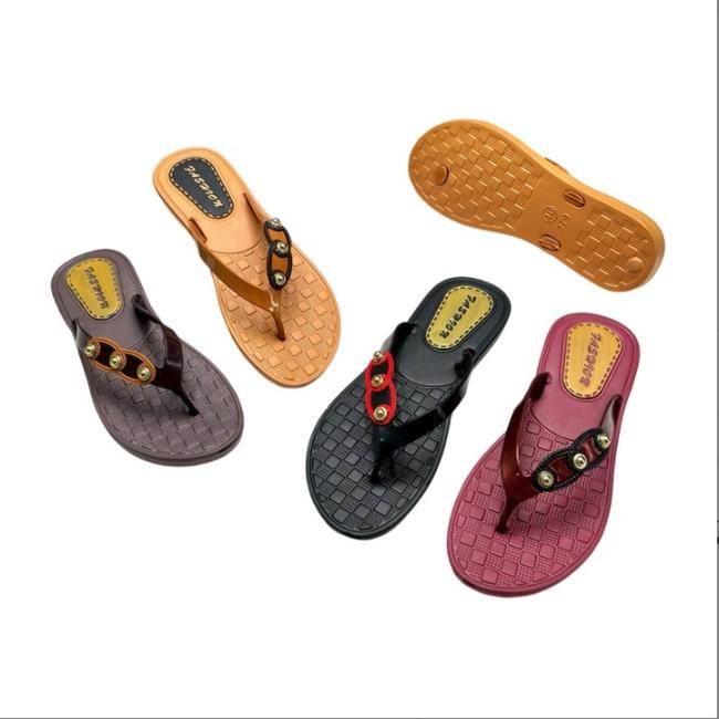 Wholesale EVA Women Fashion Metal Rivet Decor Flip Flops Multiple Colors