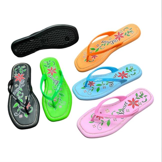 Wholesale EVA Women Floral Pattern Sport Design Flip Flops Multiple Colors