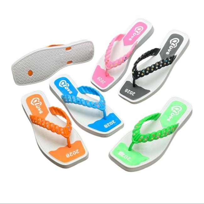 Wholesale EVA Women Love Pattern Beaded Strap Flip Flops Multiple Colors