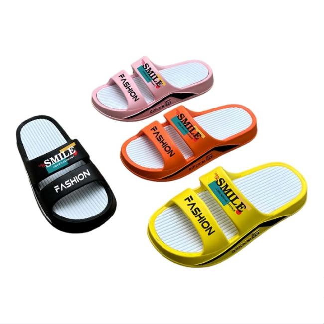 Wholesale EVA Kids SMILE FASHION Letter Three Strap Slide Sandals Multiple Colors