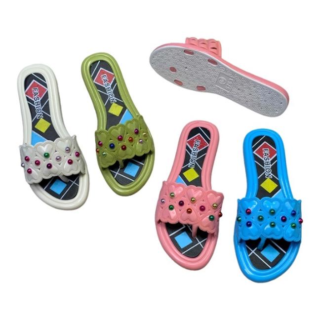 Wholesale PVC Women Geometric Rhinestone Decor Slide Sandals Multiple Colors