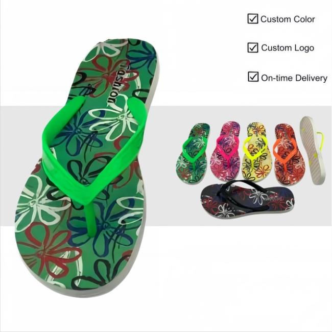 Women's Abstract Floral Print PVC Flip Flops wholesale for Africa and Middle East — source factory