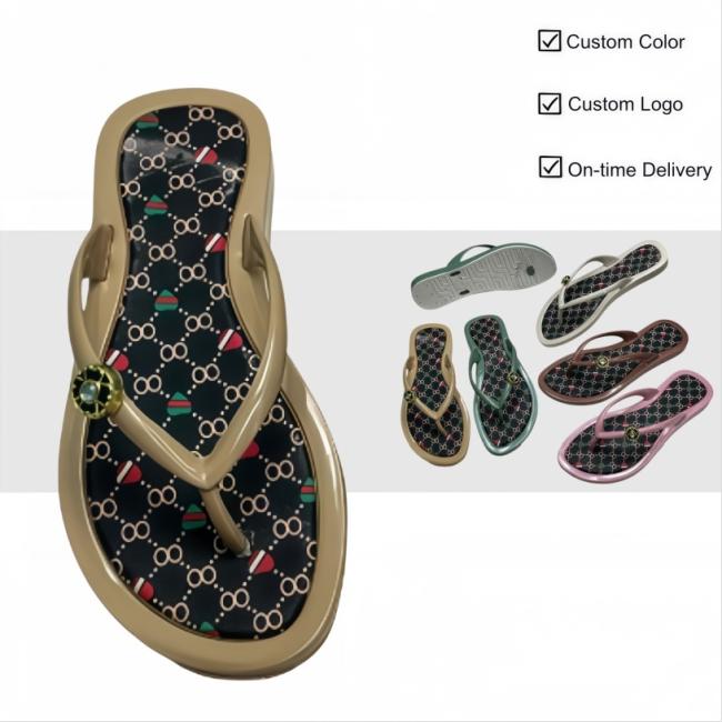 Women's Vintage Ring Print PVC Flip Flops wholesale for Africa and Middle East — source factory