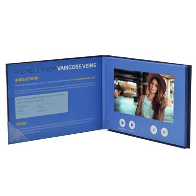 China Bespoke design 7 inch video greeting card,LCD video in print brochure for sale