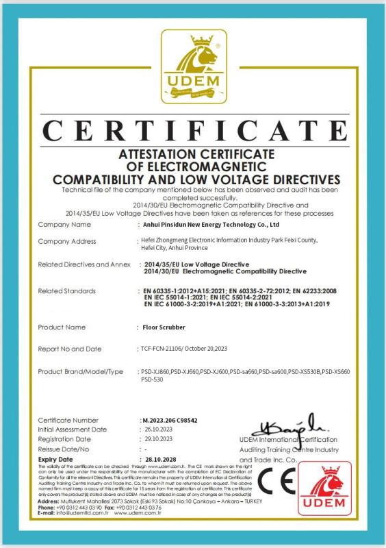 CE Certificate - Anhui Pinsidun New Energy Technology Co., Ltd