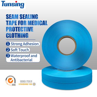China 20mm Width Blue Waterproof EVA Heat Seam Sealing Tape For Protective Clothing for sale