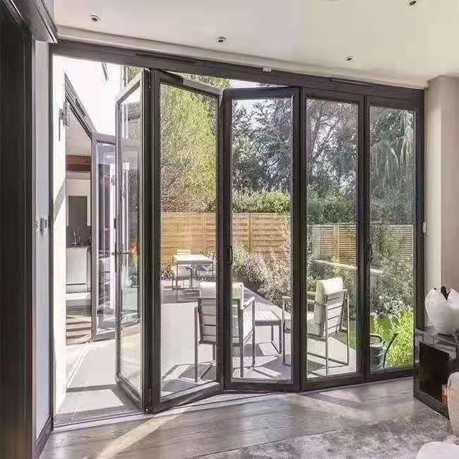 aluminium folding tempered glass sliding glass door system price