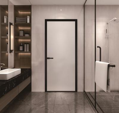 China Custom Narrow Frame Toilet Door With Frosted Glass Removable Aluminum Door for sale