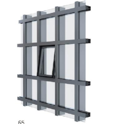 China 6063 Aluminum Curtain Walls Soundproof Exposed Frame Thermal Insulation for sale