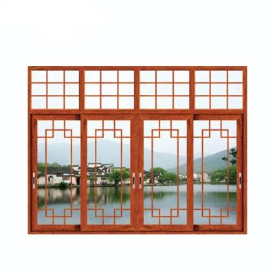 China Ventana de madera de Proof Veranda Sliding del ladrón de la seguridad del aluminio del grano de la pista de dos/tres en venta