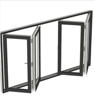 China Accordion Style Modern Aluminium Windows With Retractable Screen for sale