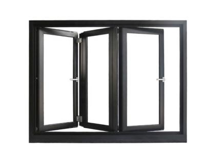 China SandBlasted Aluminum Folding Windows , Toughened Glazed Bifold Glass Windows for sale