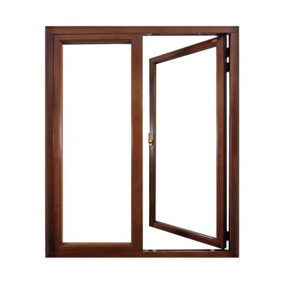 China Wood Grain Frame Aluminum Flush Casement Doors Double Track With Heat Strip for sale