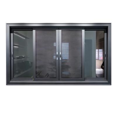 China 6063 esmaltados dobles interiores Windows de desplazamiento de aluminio con de dos pistas en venta