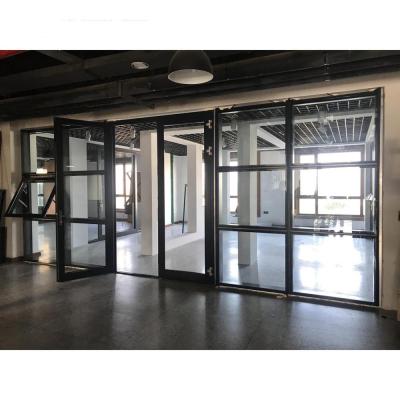 China Customized Soundproof Aluminum Glass Swing Door Clear Tempered Glazed for sale