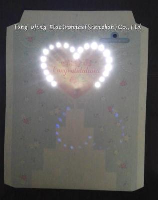 China Tarjeta de felicitación musical de la fibra óptica en forma de corazón con el sonido de la aduana/del stardard en venta