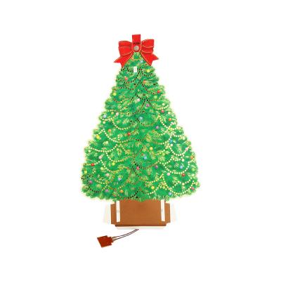 China Christmas Tree Shaped Greeting Card Sound Module 4C Printing With AG10 Battery for sale