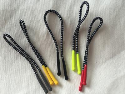 China Tirador de goma de la cremallera del silicio colorido con el cordón el elástico del poliéster de 2m m en venta