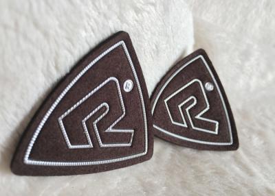 China Customized Brown Suede Embossed Leather Patches , Shiny Siliver High Density Tpu Logo for sale