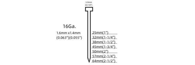 16gauge T Series 1" Air Brad Nail Finish Nail Clavos for Decoration Furniture