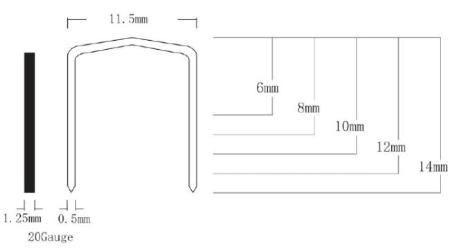 Stcr5019 Series 20 Gauge 11.50mm Crown 6mm Furniture Staple